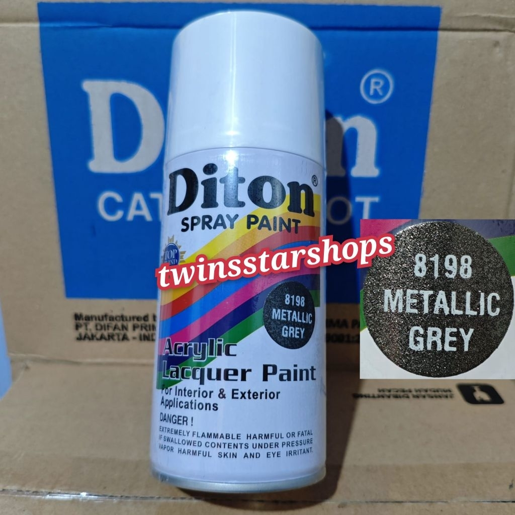 Pilok Pilox Pylox Cat Diton Metalic Grey 8198 Abu Abu Metalik Glossy Mengkilap Spray Paint 300cc