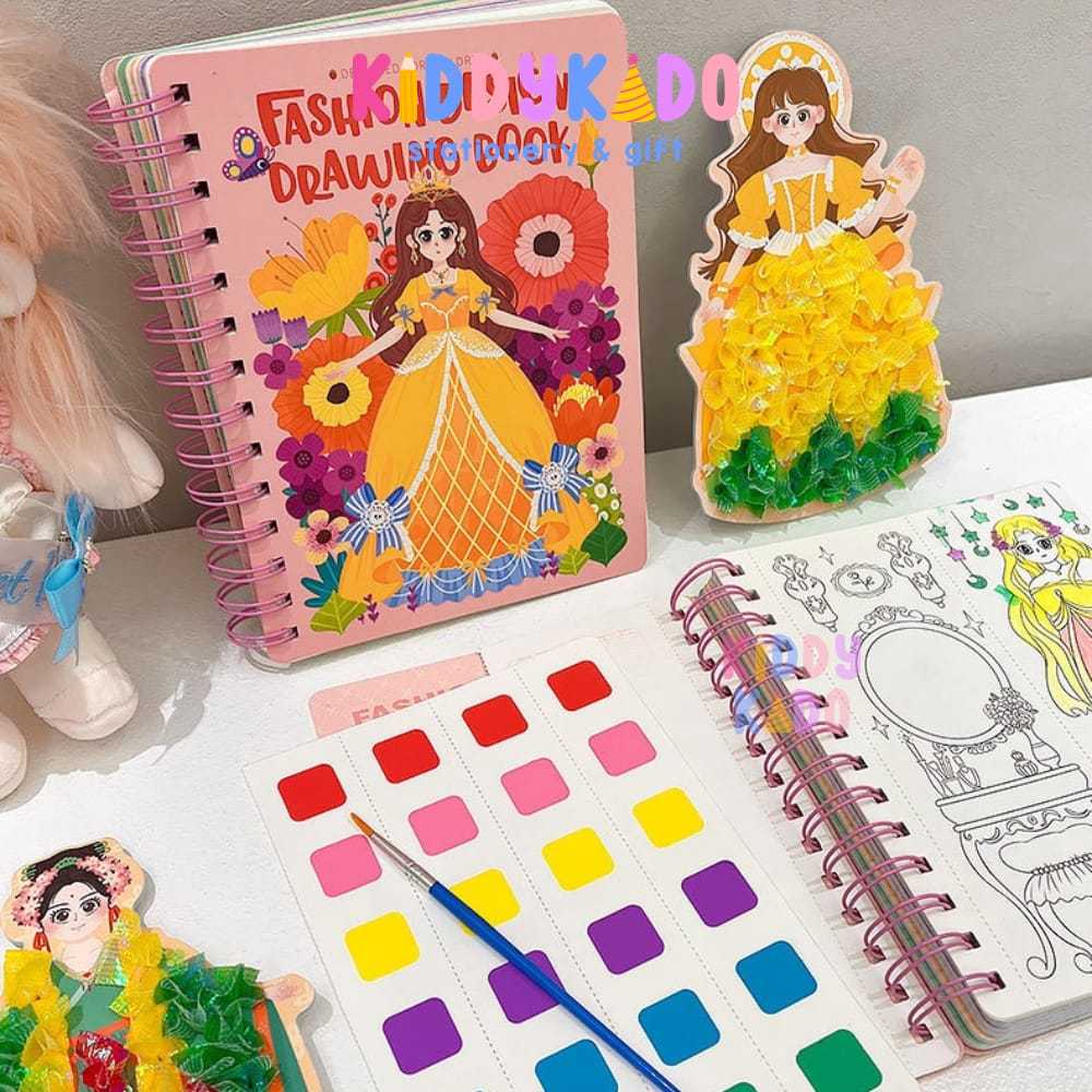 

[KHUSUS BATAM] Poke drawing book DIY sulam dress princess