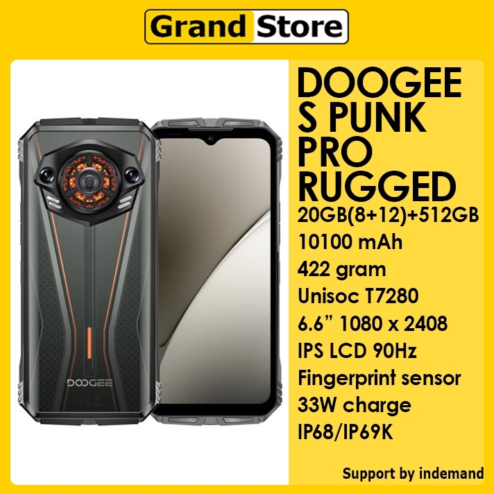 DOOGEE S PUNK PRO 4G 20GB/512GB 10100mAh 33W Unisoc T7280 6.6" 1080 x 2408 Android 14