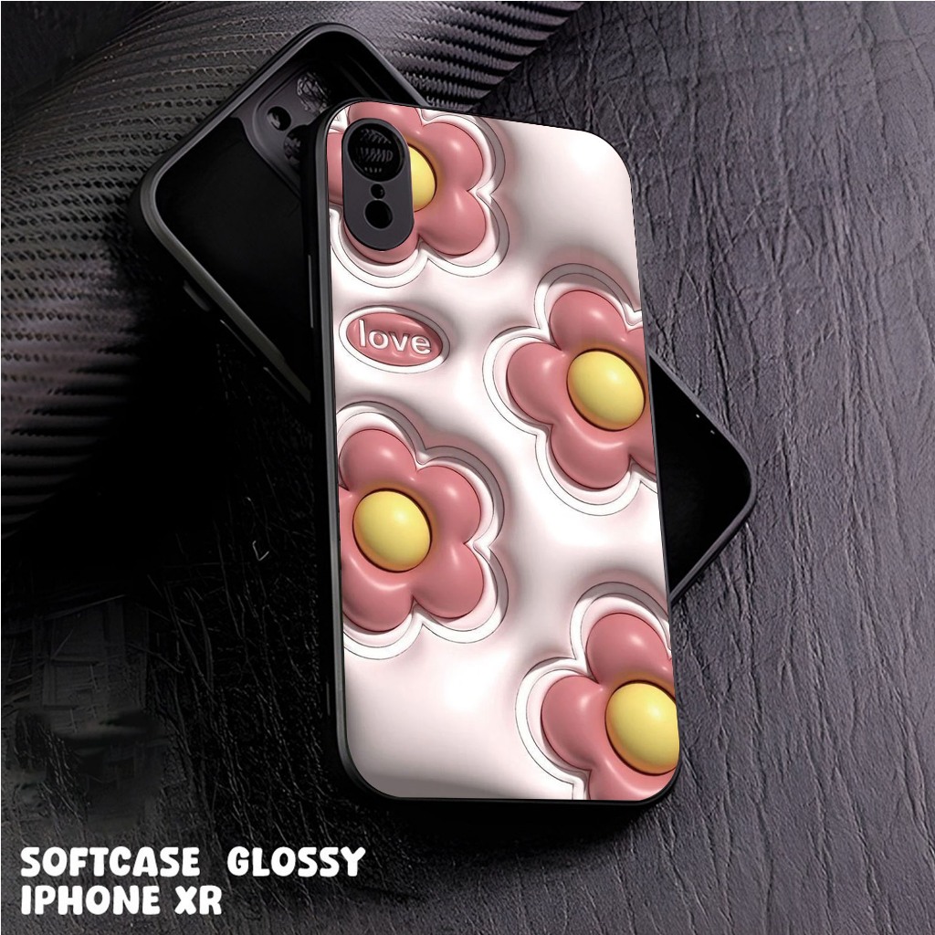 Case iPhone XR Casing iPhone XR Case Glossy Case Motif [ BUNGA ] Hp iPhone Casing Hp Keren Kesing Hp