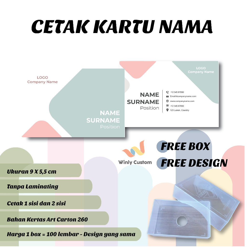 

Cetak Kartu Nama Bisnis Usaha 1 Box Isi 100 Pcs Free Box Custom