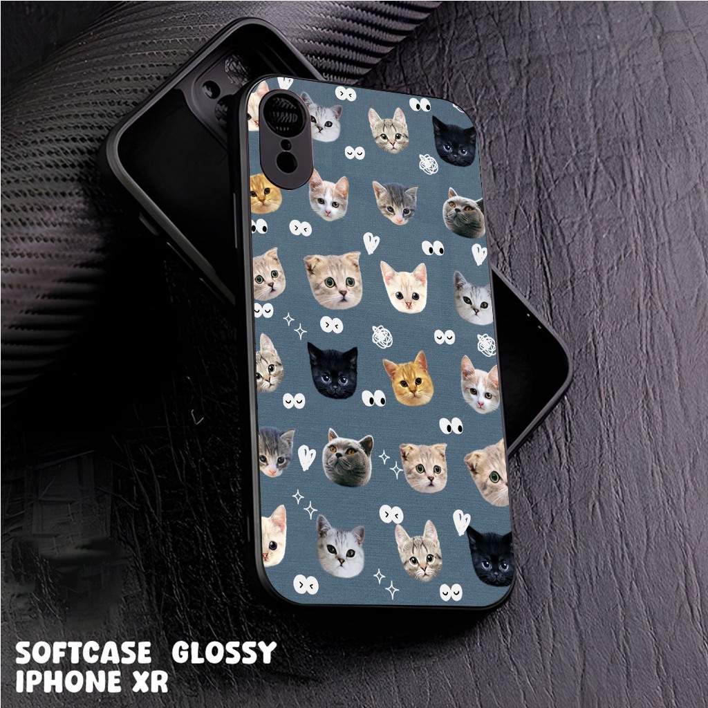 Case iPhone XR Casing iPhone XR Case Glossy Case Motif [ KUCING CUTE ] Hp iPhone Casing Hp Keren Kes