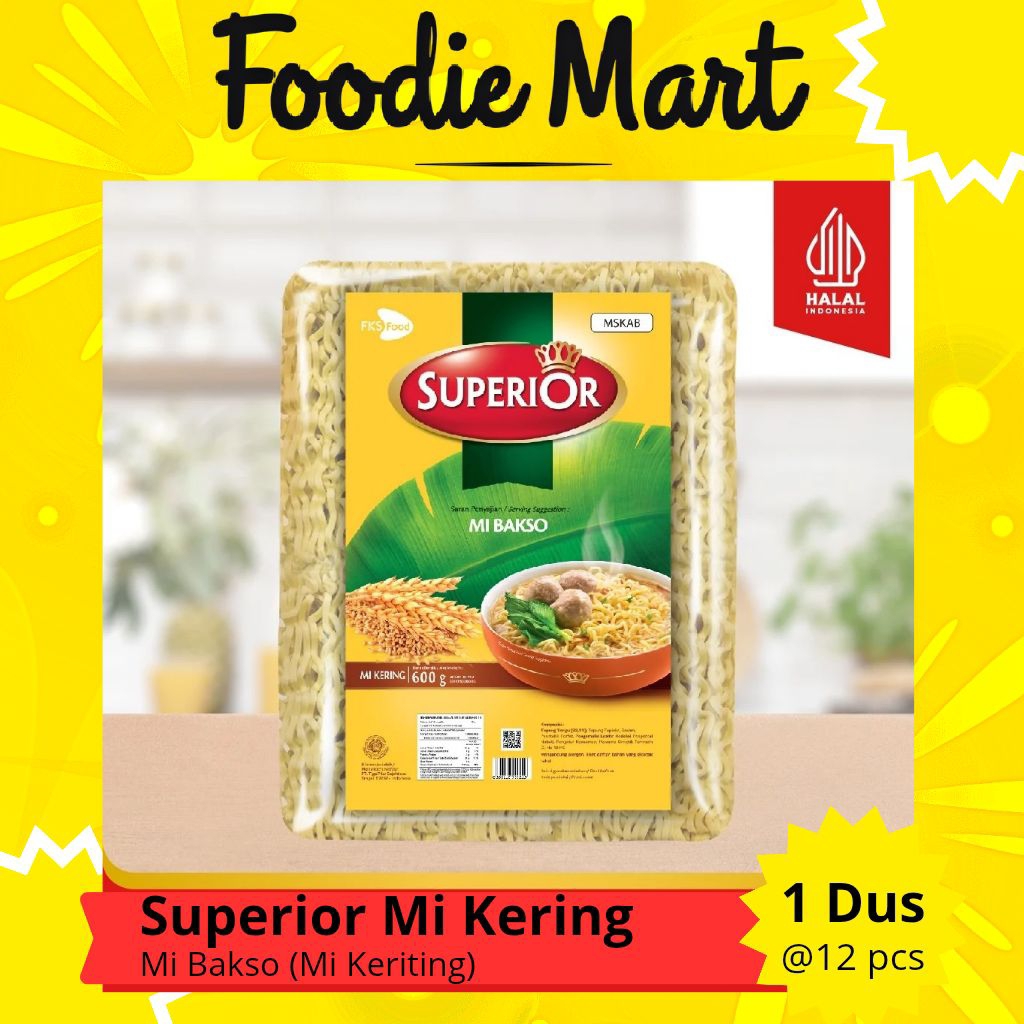 

[FOODIE MART] Mi Superior Keriting - Mi Bakso - 1 Karton - 12 Keping - 50gr