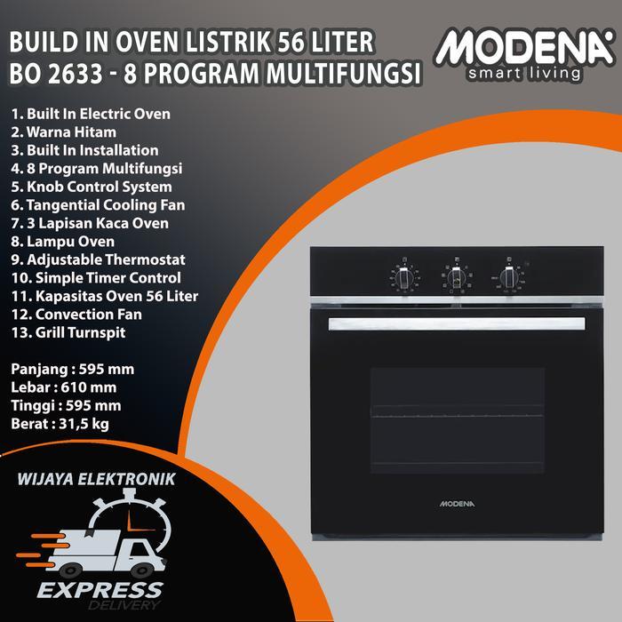 MODENA BO 2633 - Build in oven tanam 56 Liter 8 Program Garansi RESMI Modena Indonesia / Oven tanam 