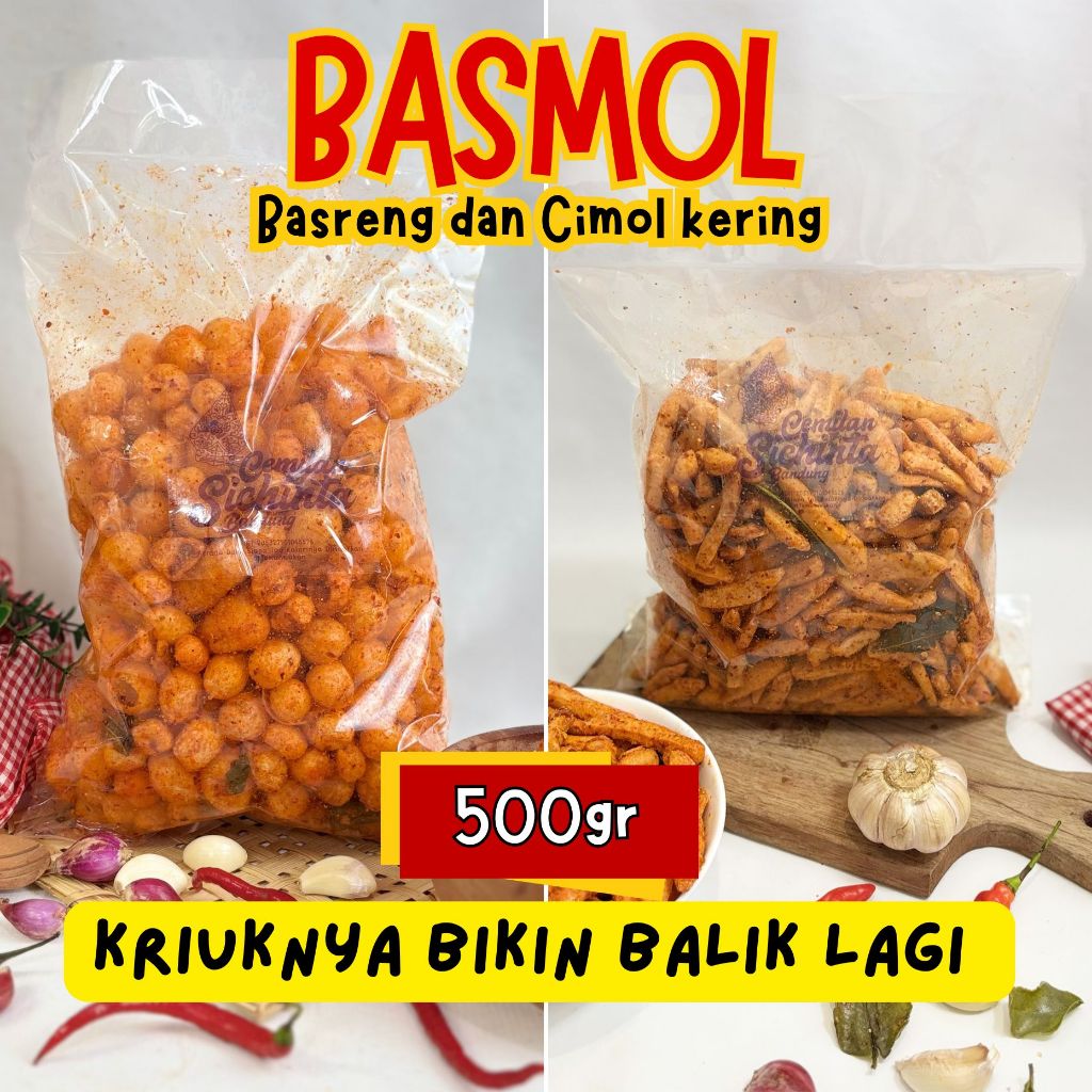 

BUNDLING BASMOL Basreng 250gr dan Cimol 250gr Cemilan Sichinta