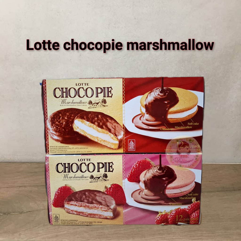 

Lotte choco pie soft cake marshmallow chocolate Isi 12 pcs (scp)
