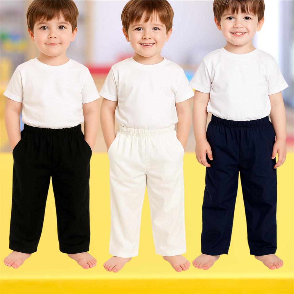 Celana Anak Ngaji Panjang Polos Hitam Navi Putih Koko Laki laki Bawahan Pria Muslim Poli Usia 5-10 T