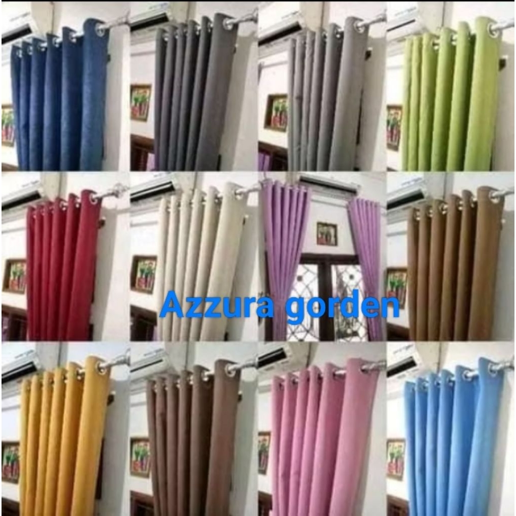 Gorden blacout polos premium bahan tebal dan lebut 6 gelombang free tali samping dan hook lumba