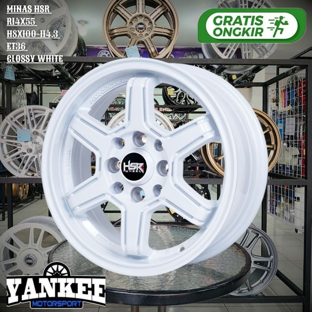Pelek Velg Mobil HSR MINAS RING 14 R14 LEBAR 5,5 Lobang 8 buat BRIO,SIGRA,VINFAST,KARIMUN