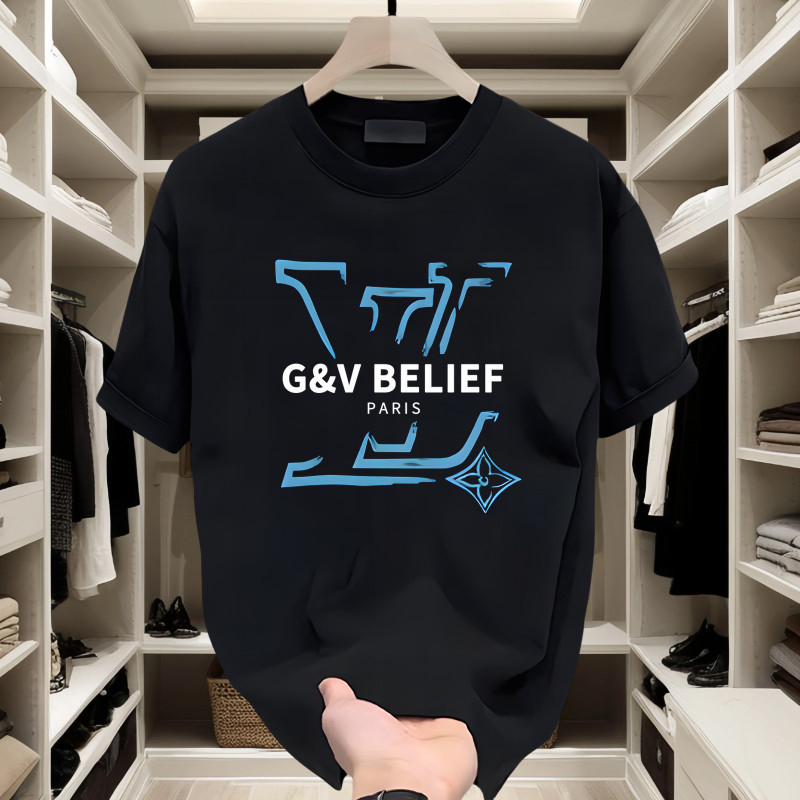 T Shirt Pria baju kaos pria kaos cowok kaos branded Louis Vuitton Original 100% Cotton kerah bulat d