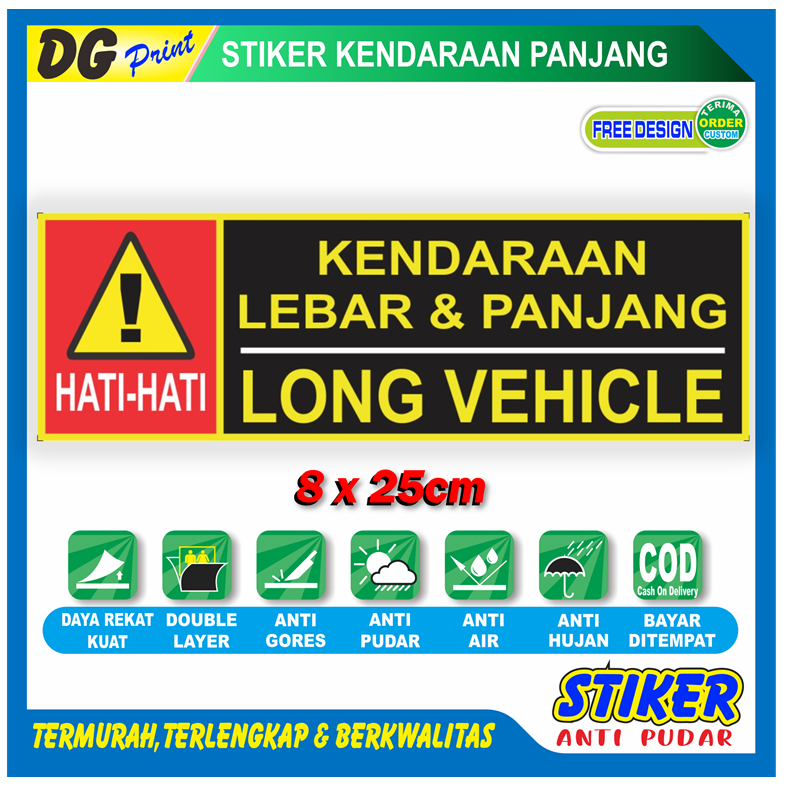 

Stiker anti pudar kendaraan lebar dan panjang hati hati jaga jarak sticker safety riding truck mobil