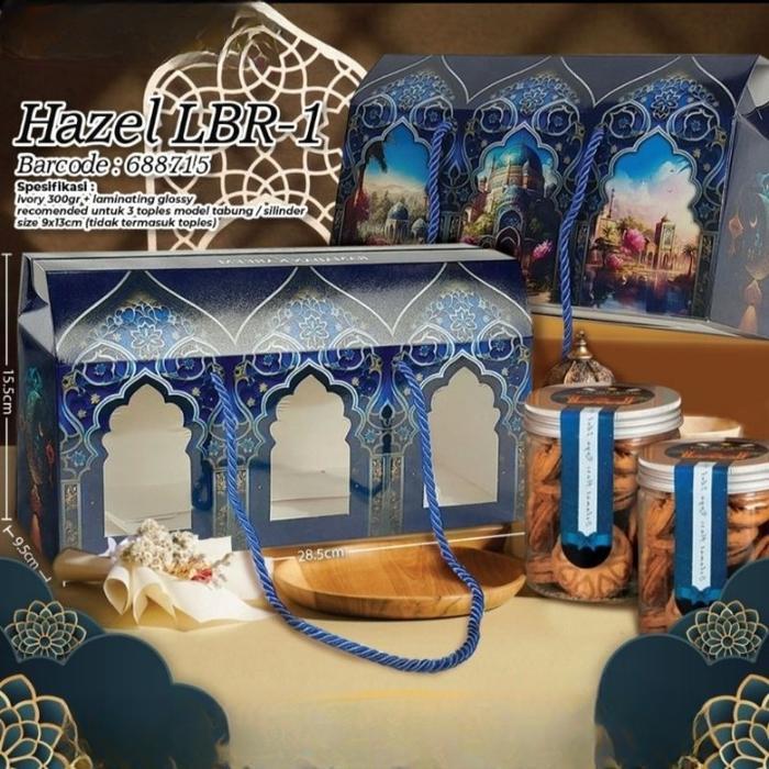 

dus lebaran toples jar 600ml isi 3 box kuker snack hampers idul fitri packaging