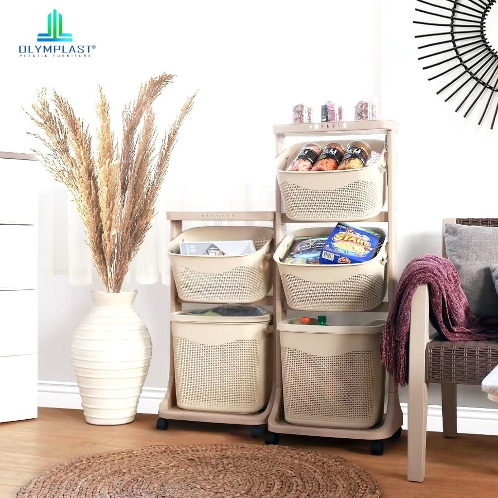 RAK Laundry 3 susun tingkat keranjang kain kotor besar
