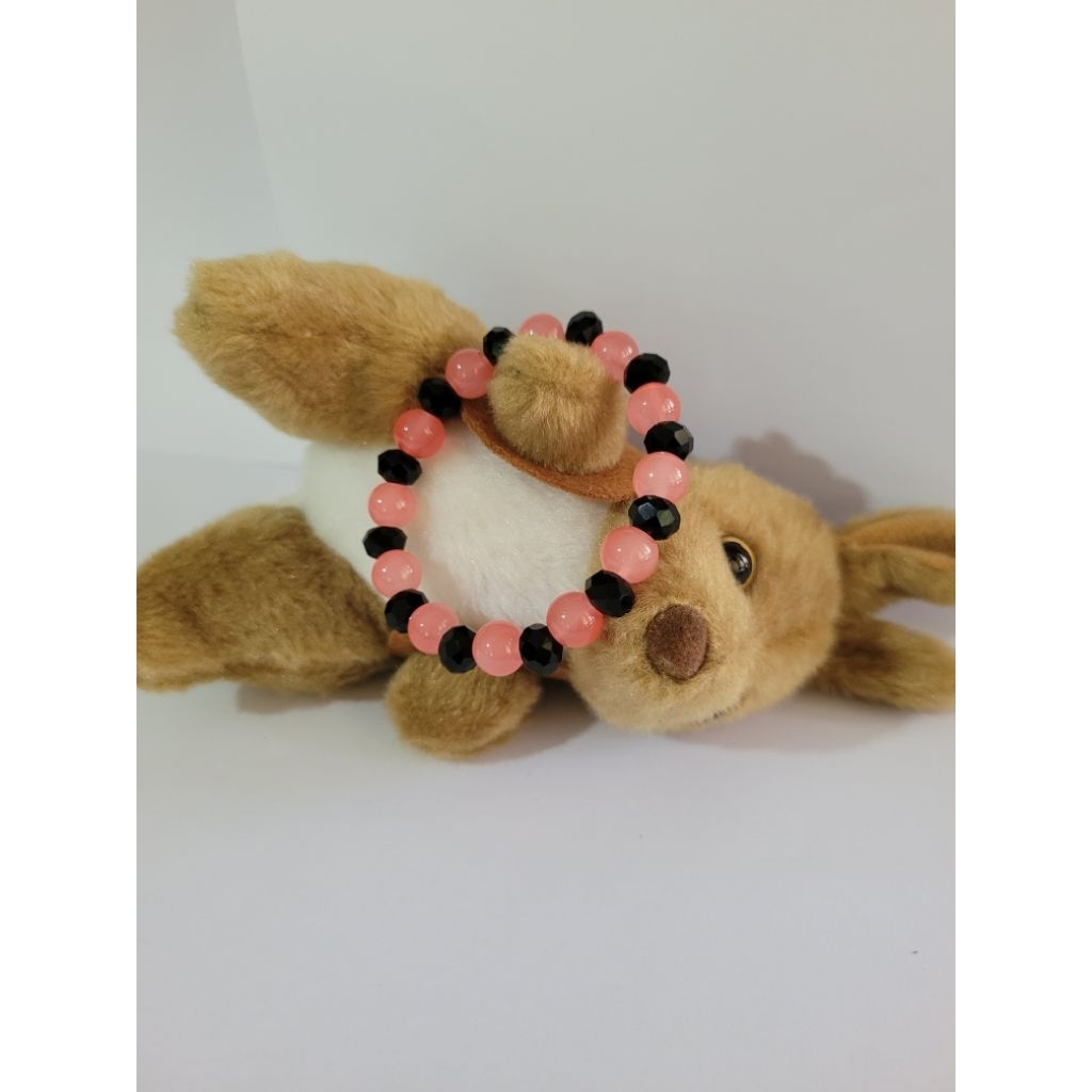 GKB3 - Hitam peach Gelang manik kristal mix batu | Accesories gelang