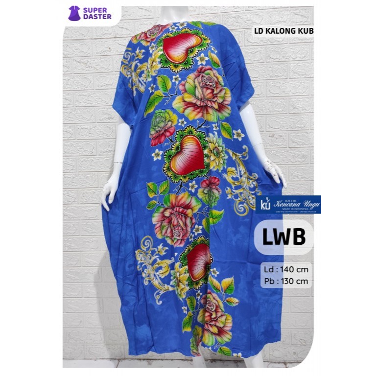 BATIK KENCANA UNGU ASLI LABEL BIRU/DASTER LONGDRESS KALONG PANJANG SEMATA KAKI/BISA COD