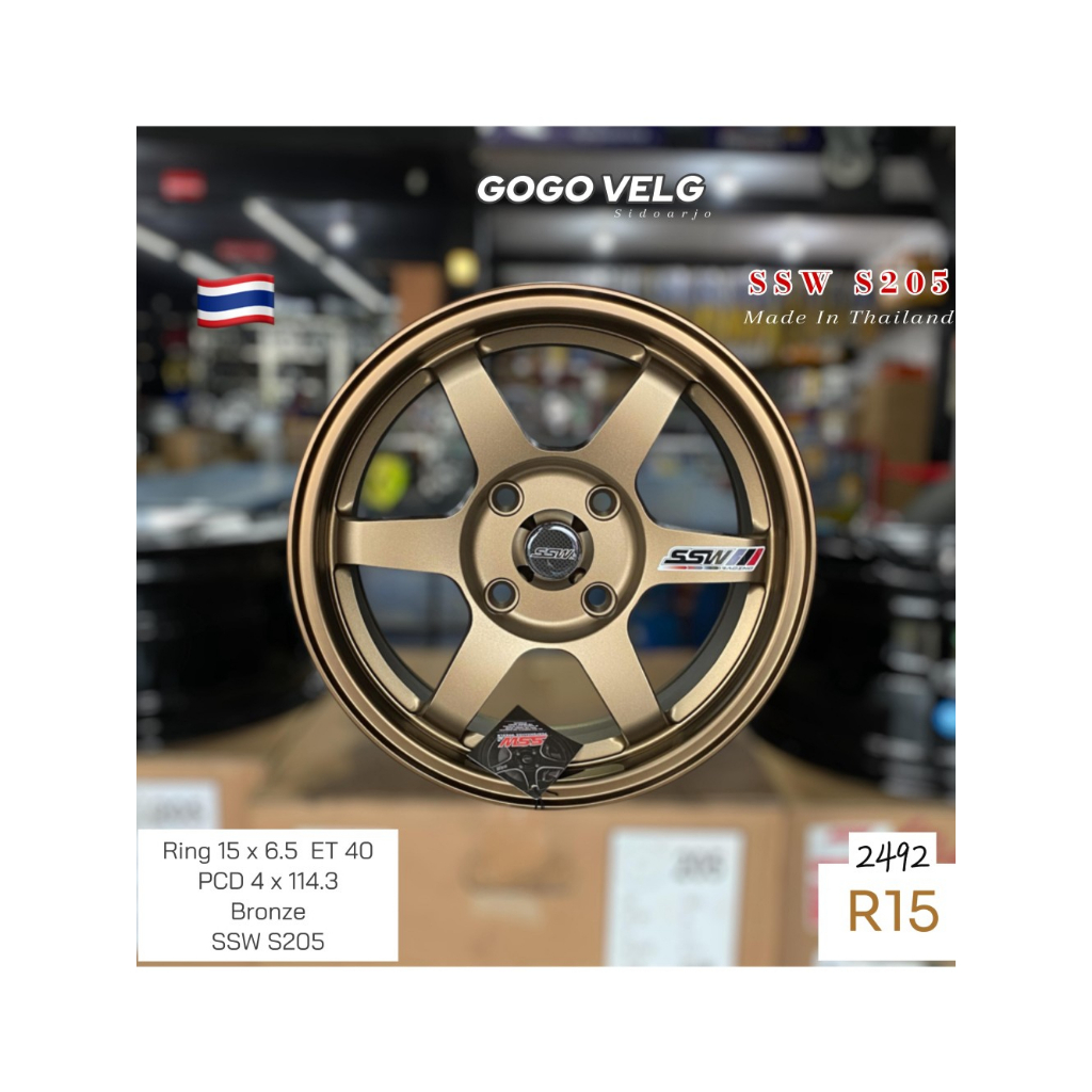Velg Mobil R15 ORI SSW TE37 PCD 4X100 Lebar 6,5 ET 40 Ring 15 Agya Brio Mobilio ORI THAILAND S205