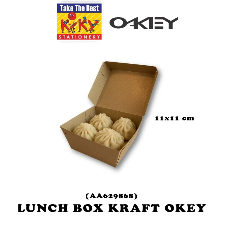 (EK-26-PR) [100 PCS] Lunch Box KRAFT S 11x11x5 MERK OKEY BY KIKY Lunch Box Paper Kraft Coklat Lamina