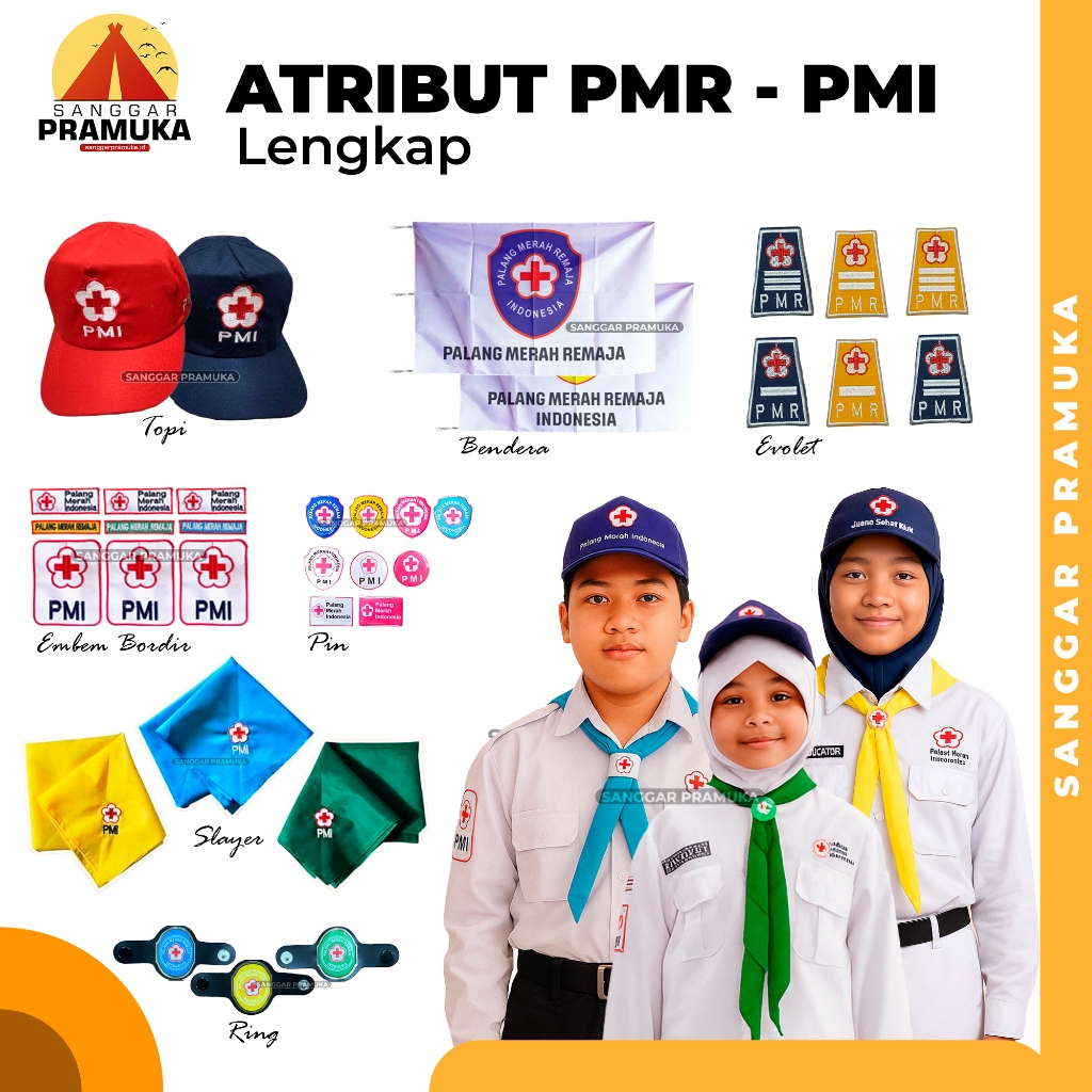 Atribut PMR Lengkap | Atribut PMI Lengkap | Perlengkapan PMI PMR | Syal PMR | Ring PMR | Bordir PMR 