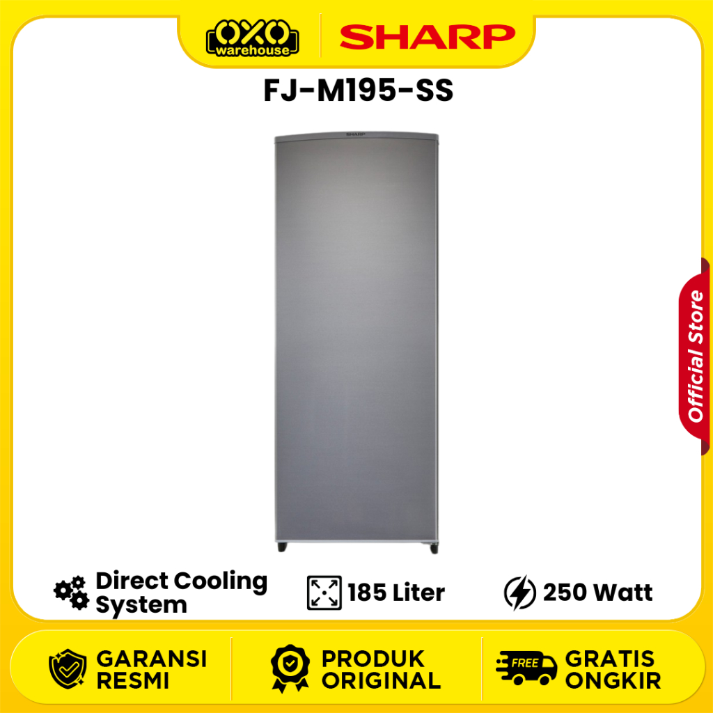 Sharp FJ-M195-SS Kulkas 1 Pintu 158 Liter (Silver)  Low Watt Garansi Resmi