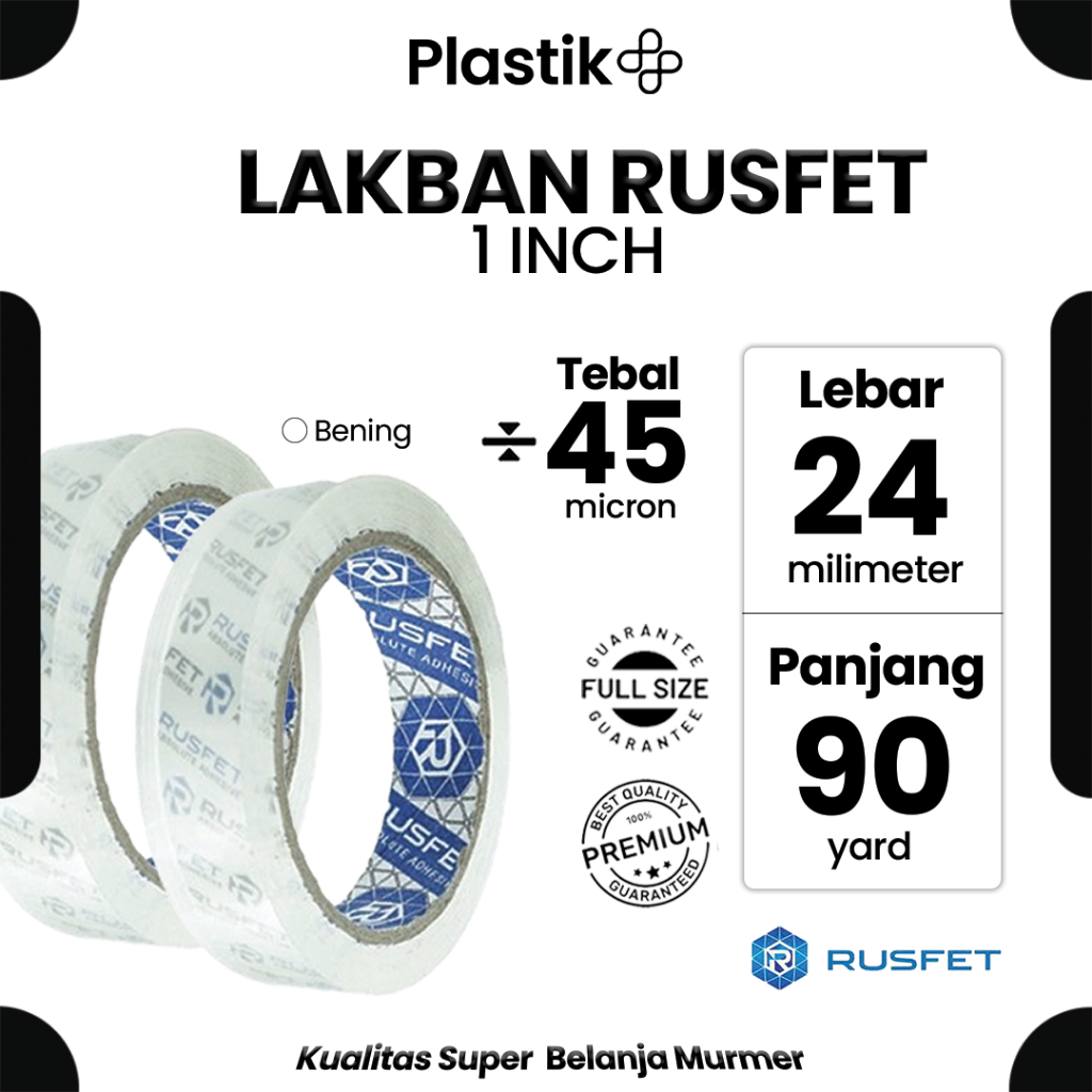 

Lakban Spek. Daimaru Merek Rusfet Bening 1inch / 24mm x 90 yard Cortape Harga Satuan Ecer