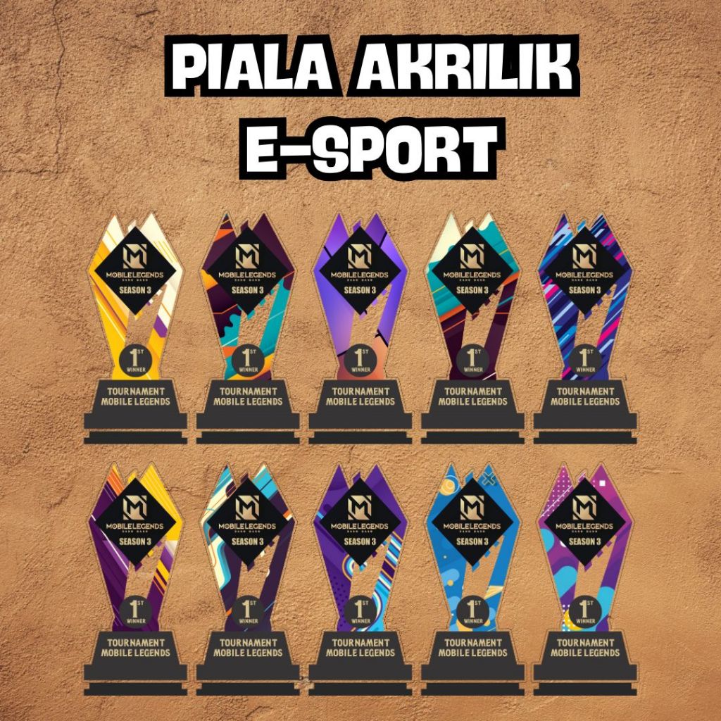 Piala Mobile Legend Trophy Mobile Legend Kejuaraan Mobile Legend Bahan Akrilik Free Design Custom