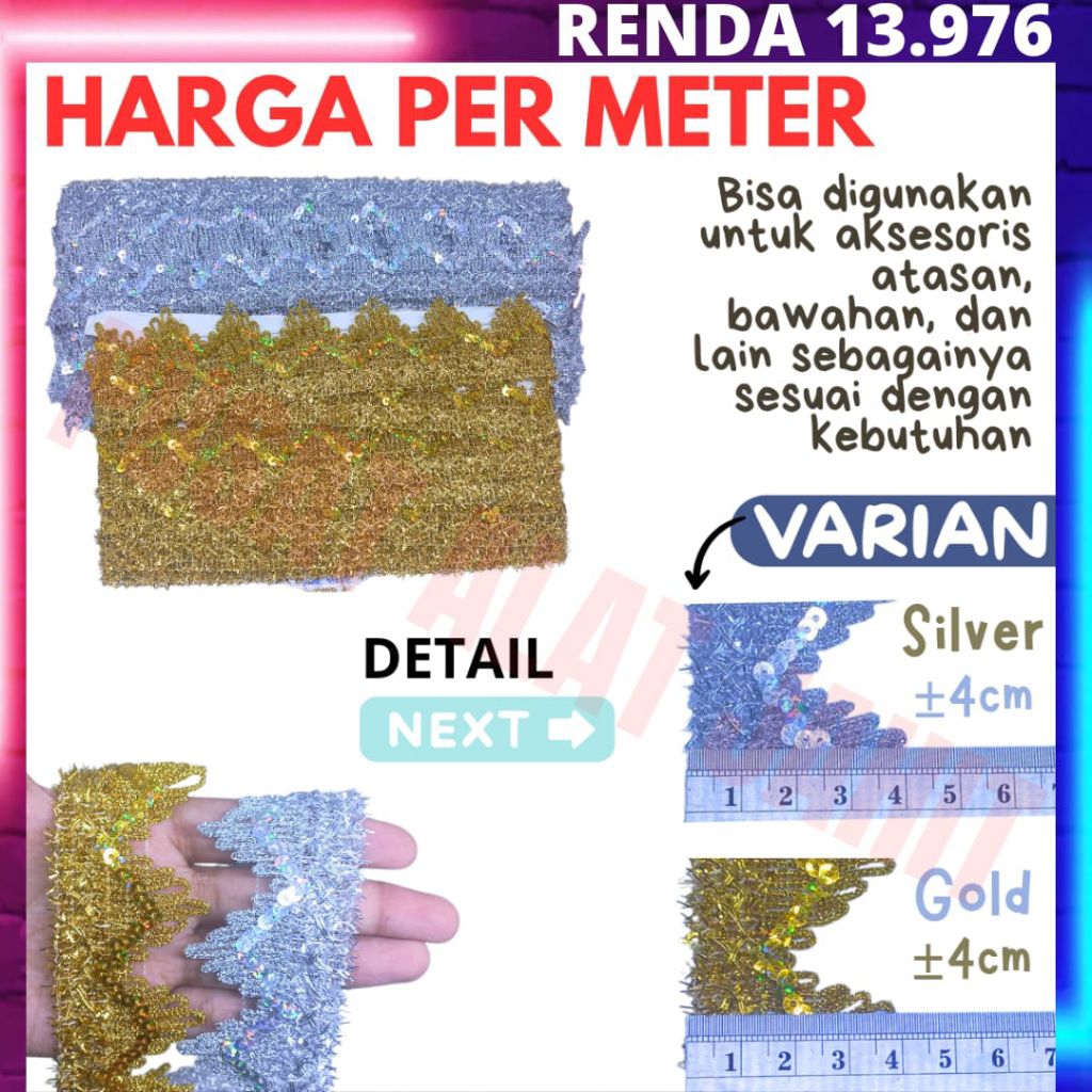 Renda variasi kombinasi segitiga mute manik manik bulat silver perak mas gold emas aksesoris accesso