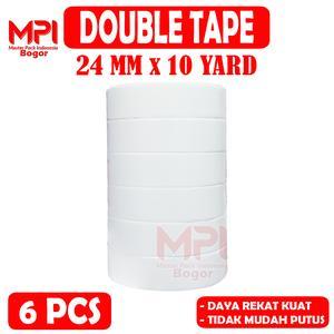 

6 PCS - Double Tape 24 mm x 10 Yard - Double Tape Kertas 24 mm 1 Inc