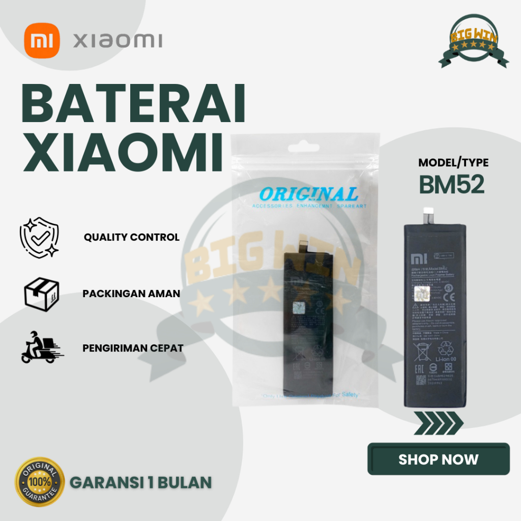 BATERAI BATTERY XIAOMI BM52 XIAOMI MI CC9 PRO/MI NOTE 10/PRO DOUBLE [IC POWER] ORIGINAL
