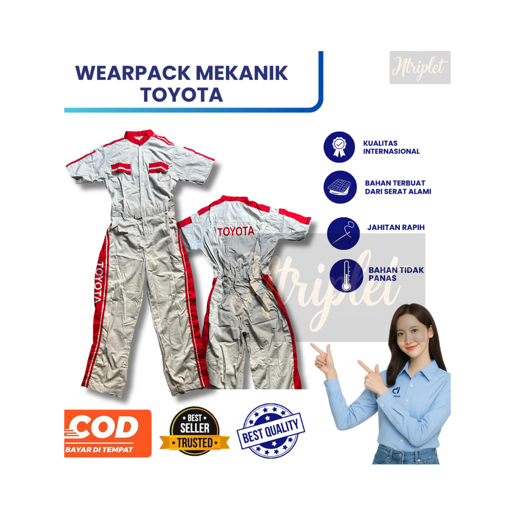 Wearpack Toyota Mobil | Wearpack Safety | Seragam Bengkel | Seragam Pria Toyota | Seragam Mekanik