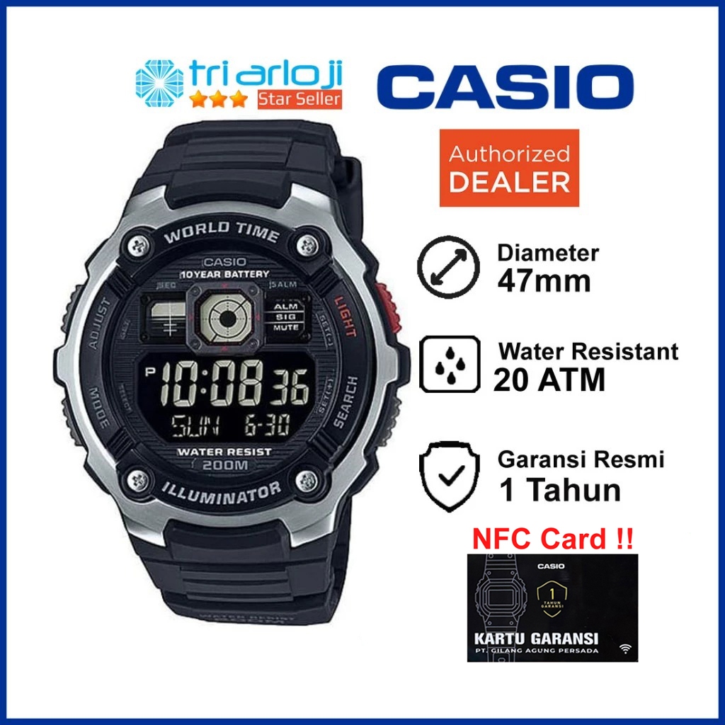 CASIO AE-2000W-1BVDF Jam Tangan Pria Digital AE2000W AE-2000W-1B