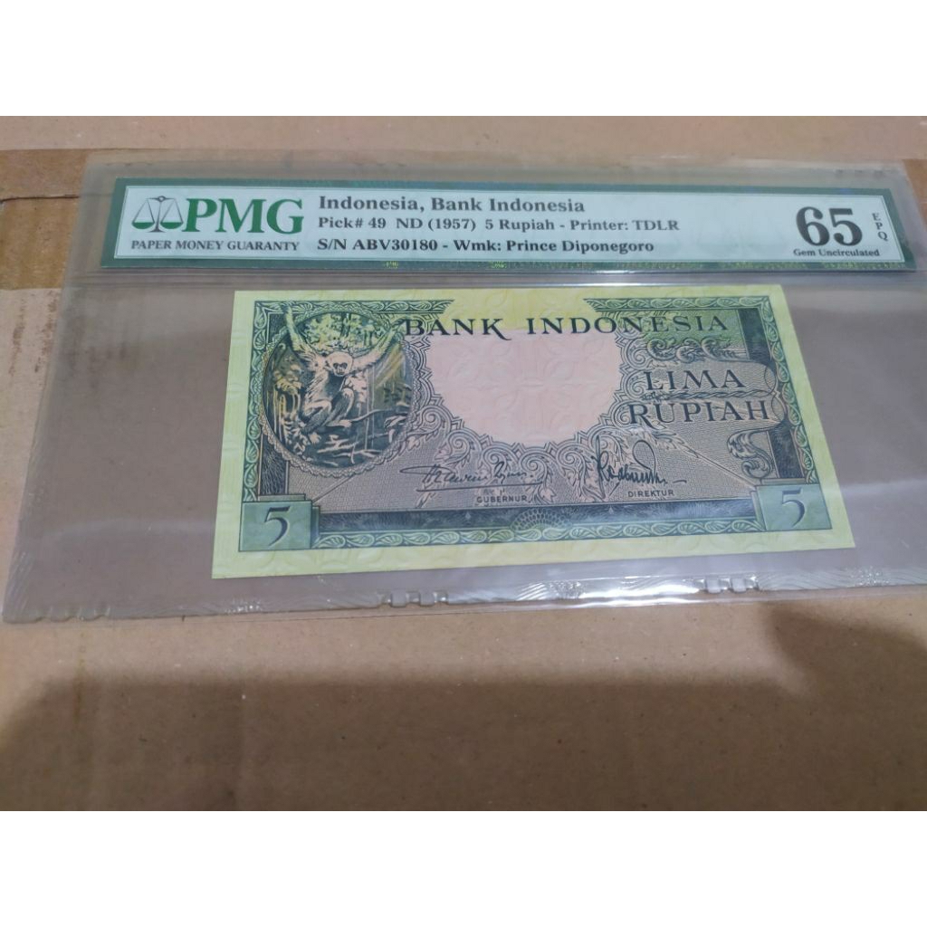 uang seri hewan kera 5 rp 1957 pmg 65 exp jossssss