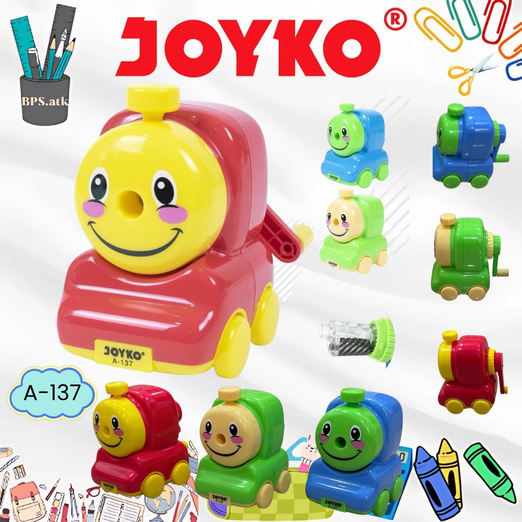 

(1 Pcs) JOYKO Sharpener Rautan Serutan Putar A-137 Rautan Meja Karakter Kereta