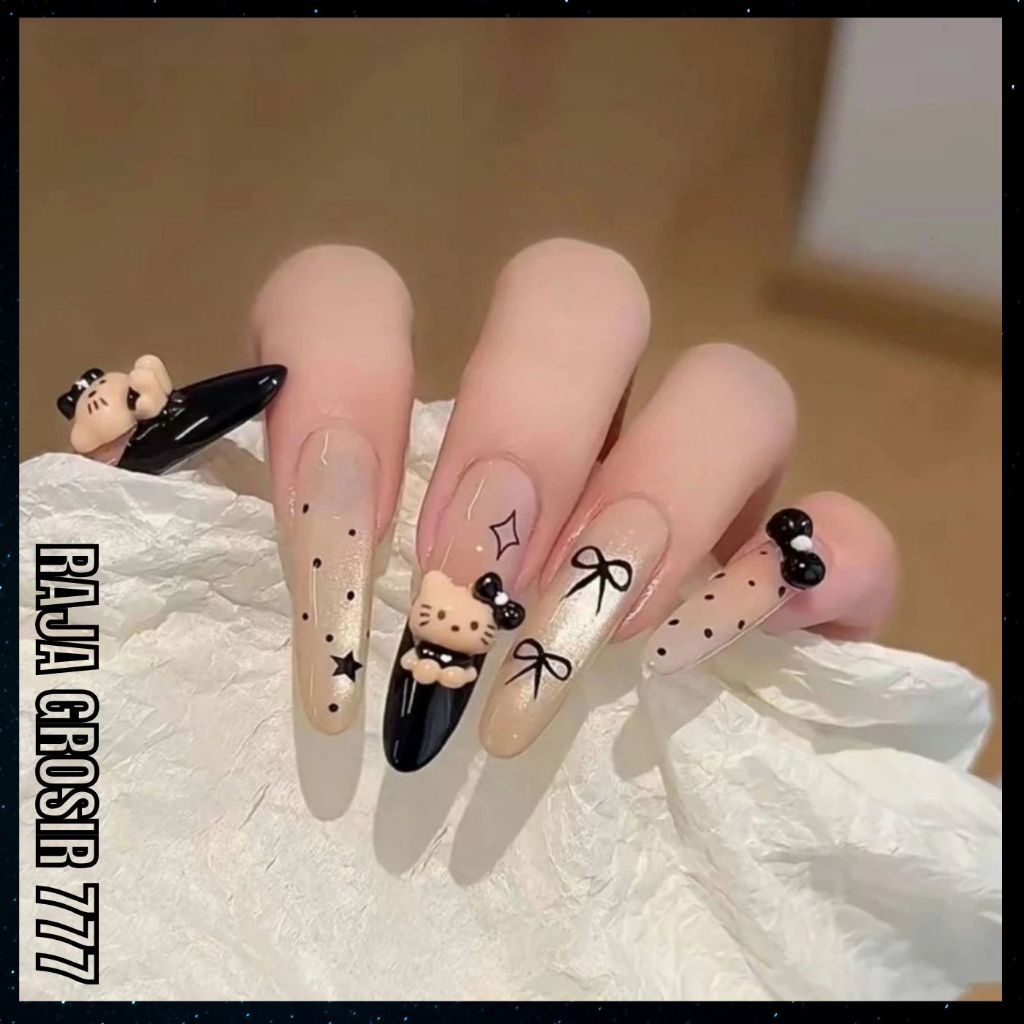 Kuku Palsu Wanita Fake Nail Permium Kuku Palsu Aesthetic Manicure Kuku Palsu Panjang Cantik KPW 1