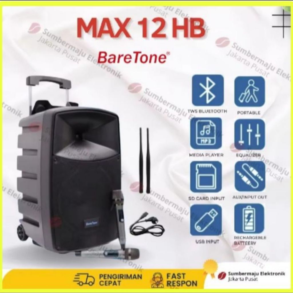 Speaker aktif Baretone 12 inch speaker Portable karaoke max12hb max 12 hb