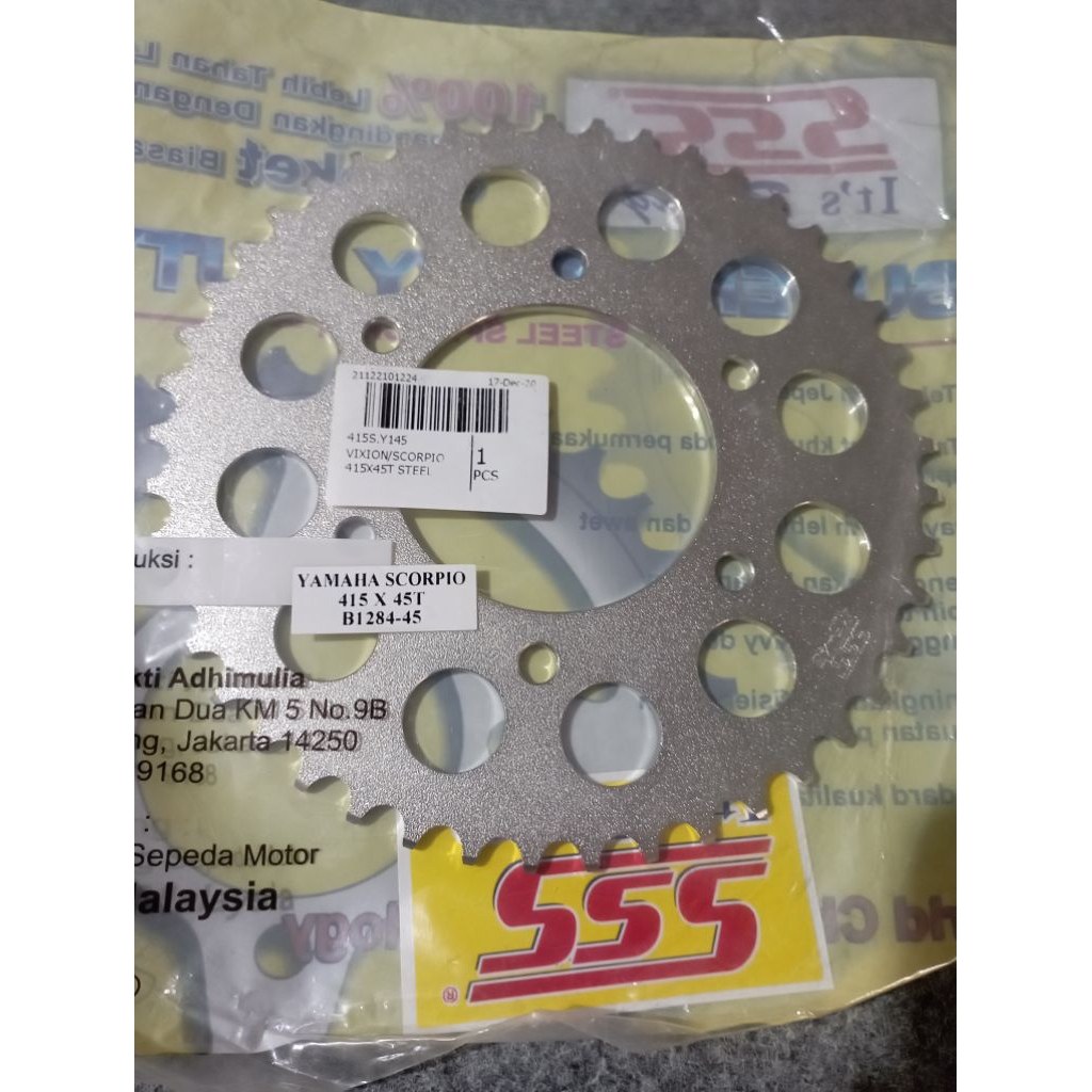 Gir SSS Scorpio Vixion 415 45 Tipis Original SSS Racing