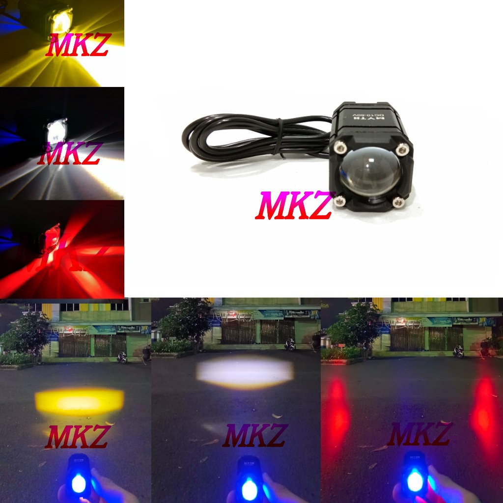 Lampu Tembak Sorot Led D2 Kotak Devil Merah MYTH Jauh Dekat Lampu Tembak Sorot Led D2 Laser