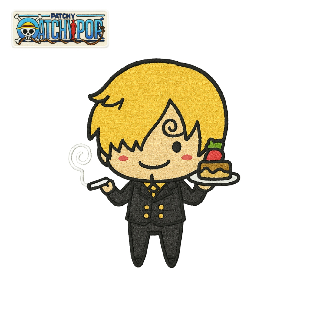 Iron Patch Bordir One Piece Sanji – Emblem Jahit/Tempel untuk Jaket, Tas, Topi, Kostum