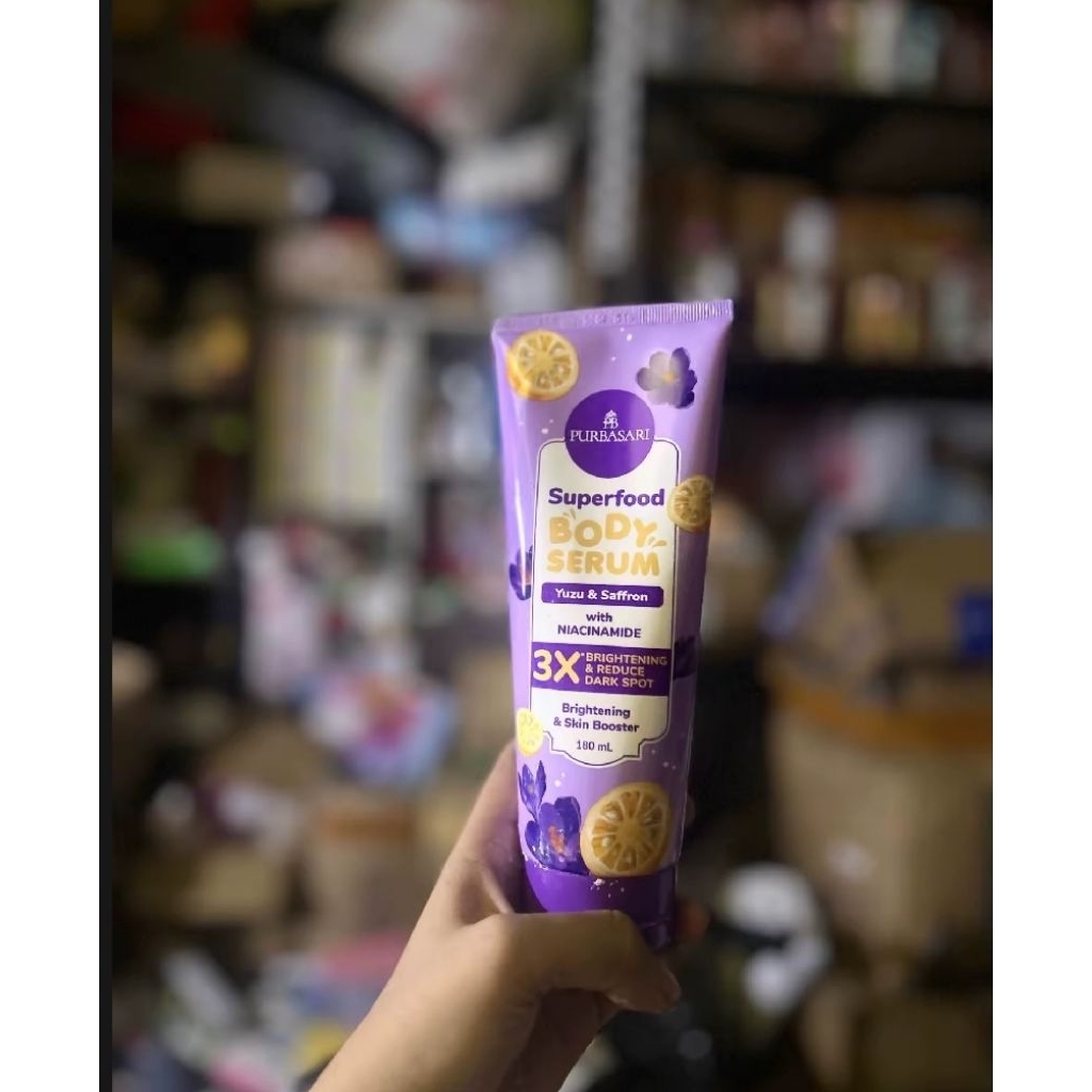 PURBASARI SUPERFOOD BODY SERUM YUZU & SAFFRON 180ML/PINEAPPLE ROYAL &JELLY/ WATERMELON & MORINGA