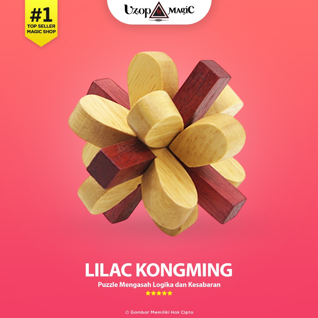 Puzzle Kayu 3D Kongming Lock Lilac - Puzzle Edukatif Anak & Dewasa - Uzop Magic Shop