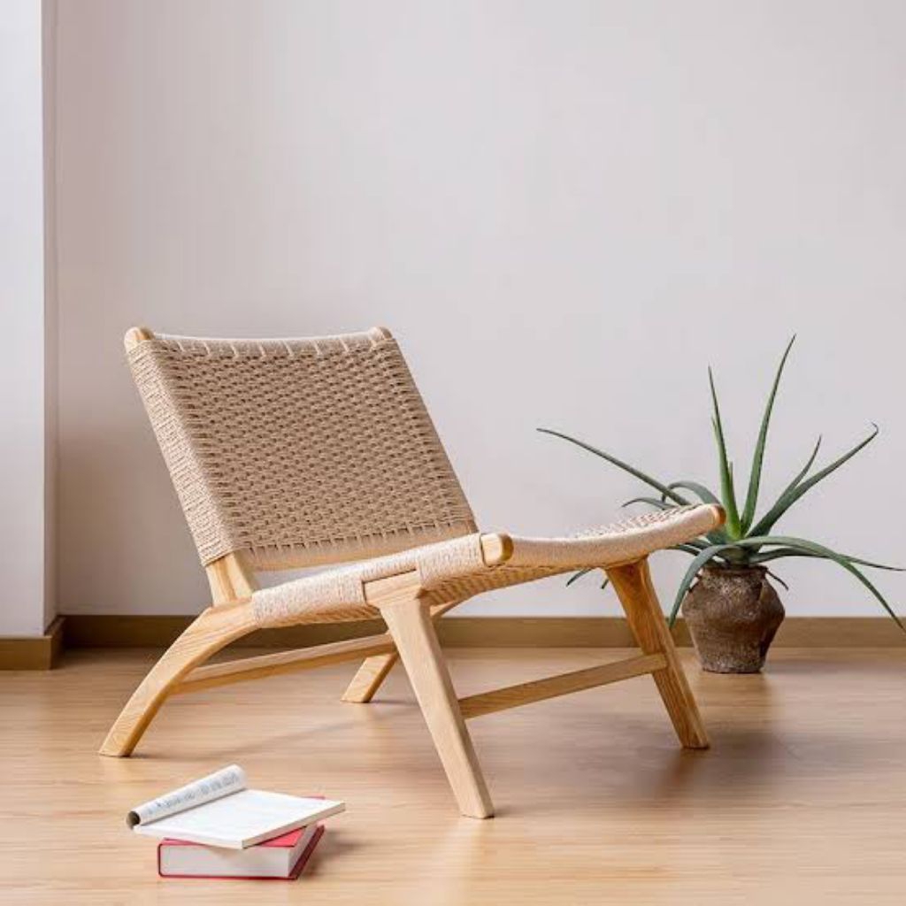 Carl Hansen & Son CH25 Lounge Chair kursi santai rajut tali/kayu jati perhutani/kursi teras/kursi an
