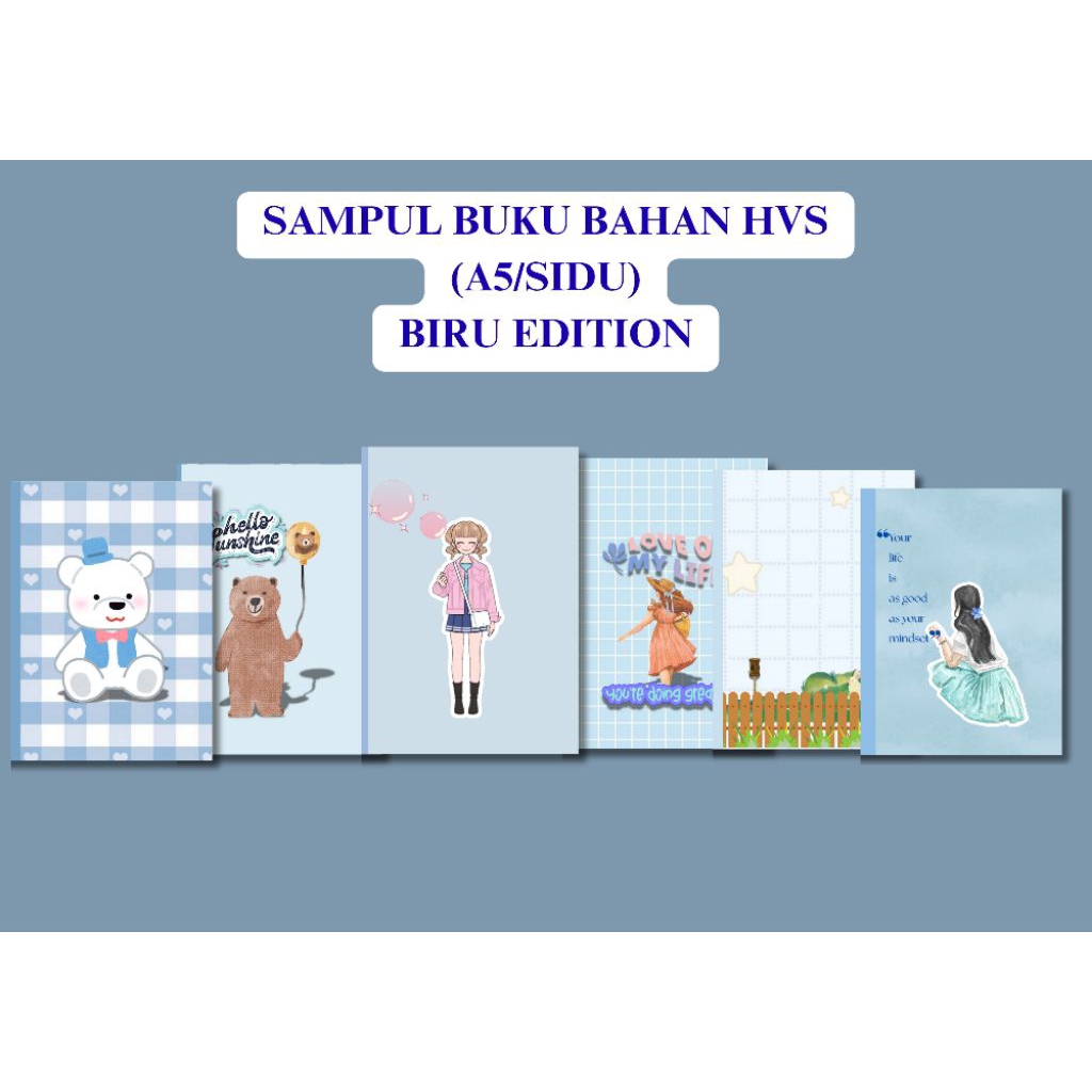 Sampul Buku Karakter Edisi Warna Biru Ukuran Sidu/A5 | Sampul Aesthetic | Sampul Buku Tema Biru | Sa