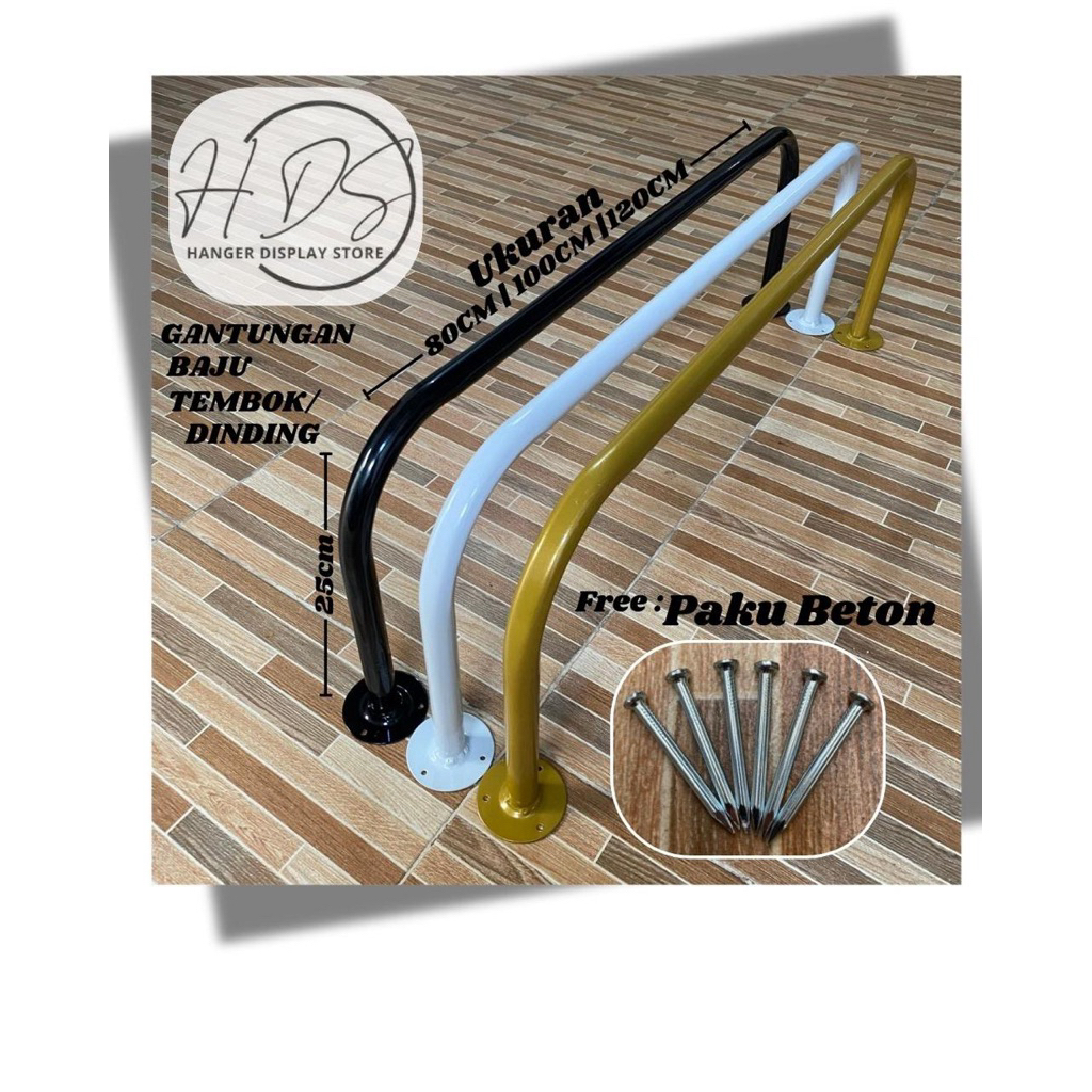 Gantungan besi tembok dinding / rak besi dinding tembok / kamar pas dinding tembok