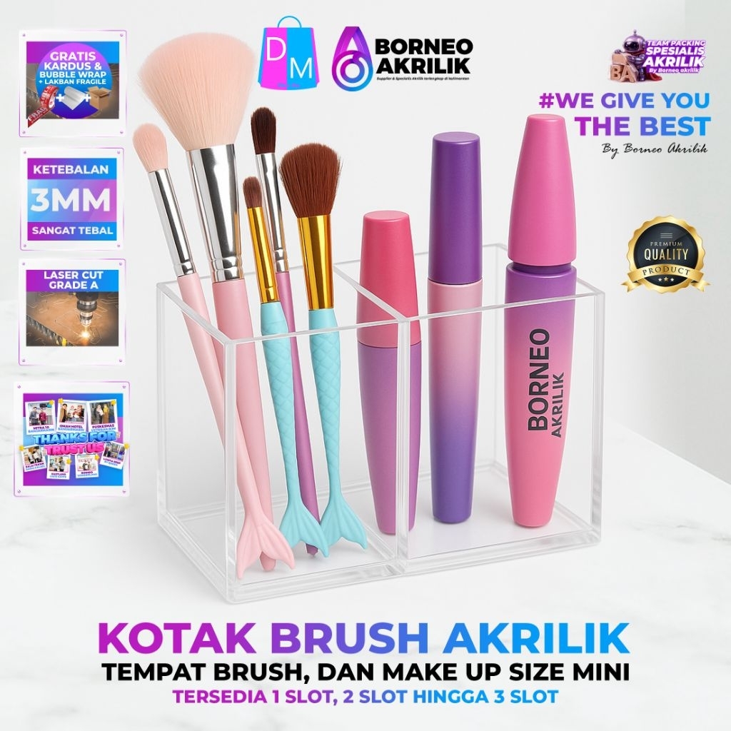 AKRILIK MINI PENYIMPANAN KOSMETIK AKRILIK BRUSH WADAH AKRILIK AKSESORIS KOSMETIK RAK KOSMETIK AKRILI