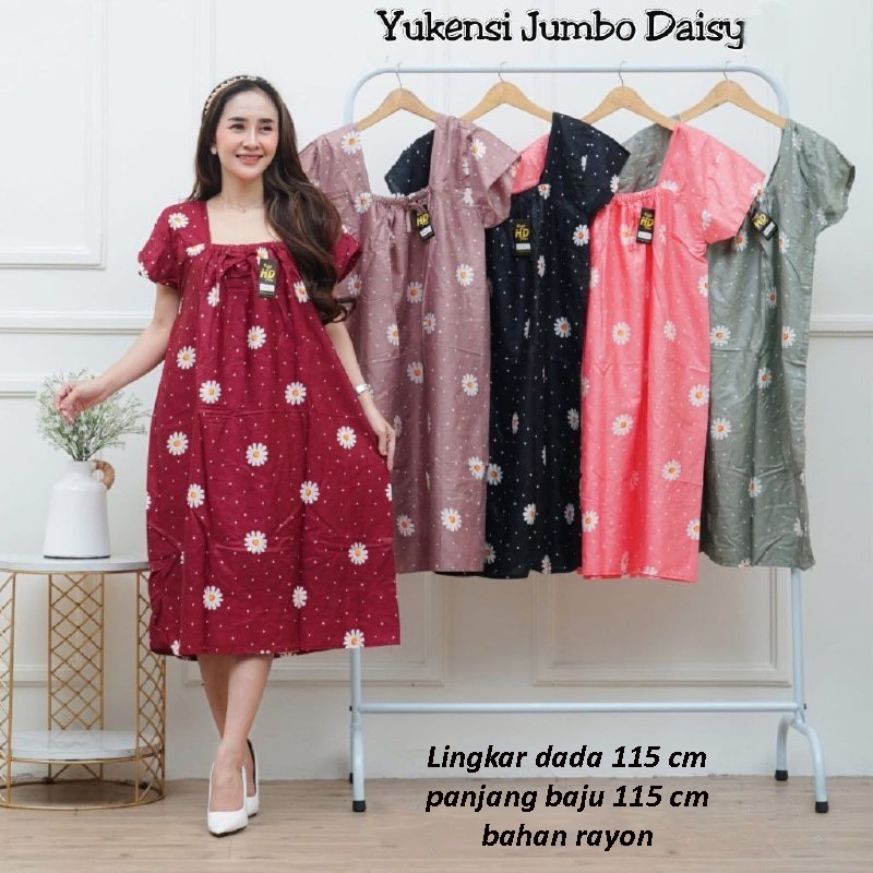 Daster Yukensi Jumbo Karet Dada Lengan Pendek Daisy