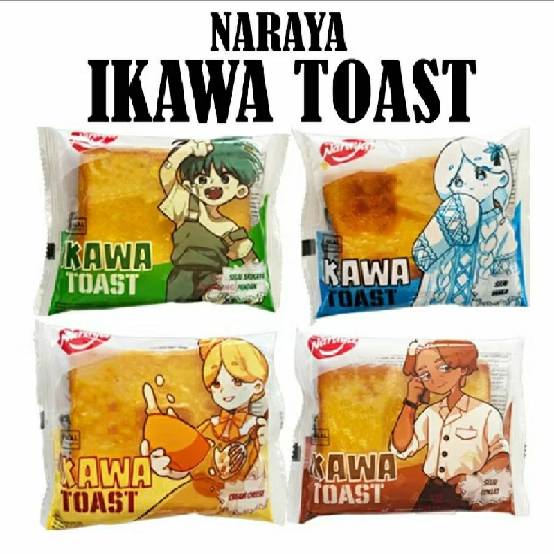 

Naraya Ikawa Toast Roti Panggang Viral Rasa Coklat Cheese Srikaya Pandan Vanila Halal 60g isi cream cheese enak camilan