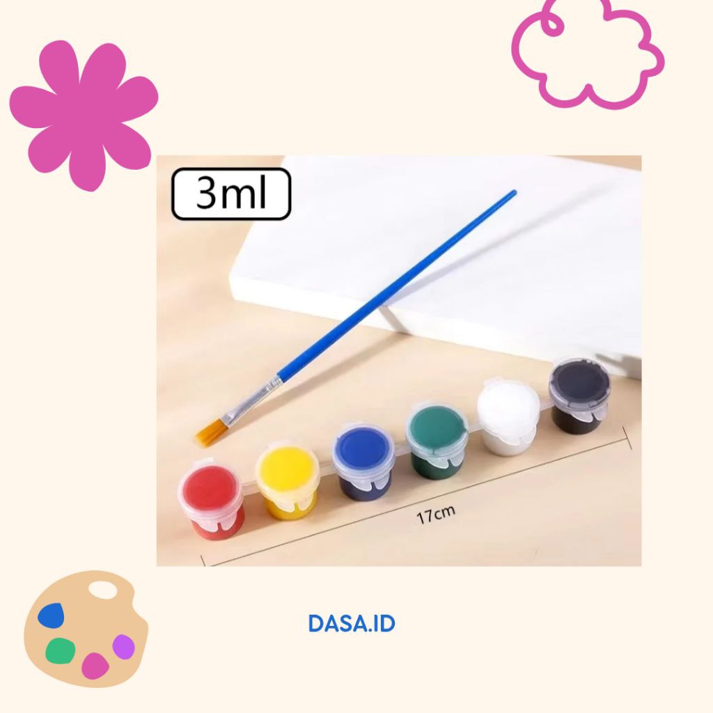 

DASA.ID Cat Melukis / Cat Akrilik / Acrilic Paint / Set 6 / 8 /12 Warna / Cat Akrilik 3ml / Free Kuas