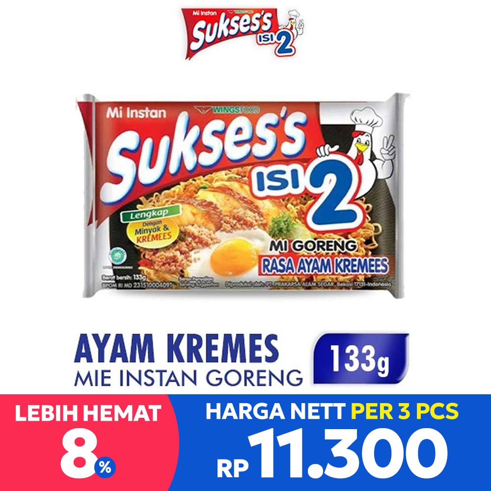 

MIE SUKSES GORENG RASA AYAM KREMES ISI 2 / MI KREMES CHINA