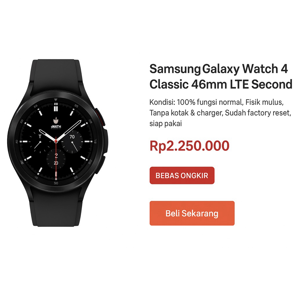 Samsung Galaxy Watch 4 Classic 46mm LTE Second Original Mulus – Smartwatch Wear OS