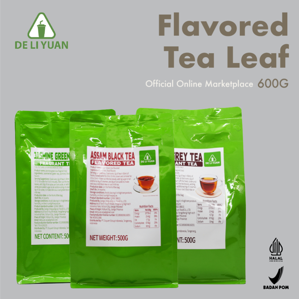 

DELIYUAN Loose Leaf Tea | Assam / Ceylon / Jasmine / Earl Grey | 500g | Teh Milk Tea, Fruit Tea