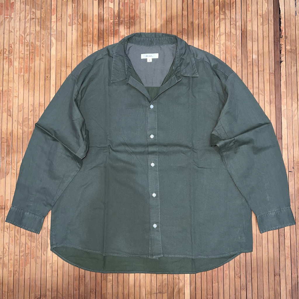 NIKO AND ... ARMY OPEN COLLAR OVERSIZED SHIRT